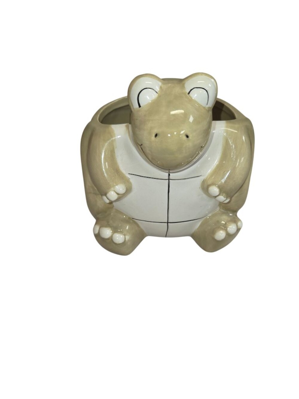 Sixdrop Turtle-Shaped Ceramic Utensil Holder Gold Swirl Design  Beige Black